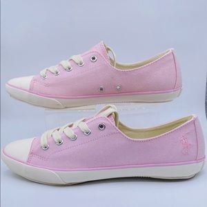 Women’s Ralph Lauren Pink Oxford Cloth Sneakers 8B
